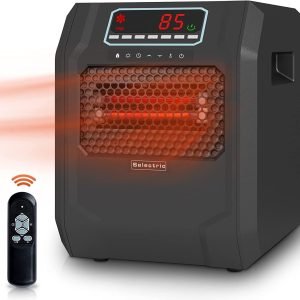 VOLTORB Freestanding Portable Electric Space Heater for Bedroom or Indoor Use with LED Display, Remote Control, and Fan Only Mode, Black