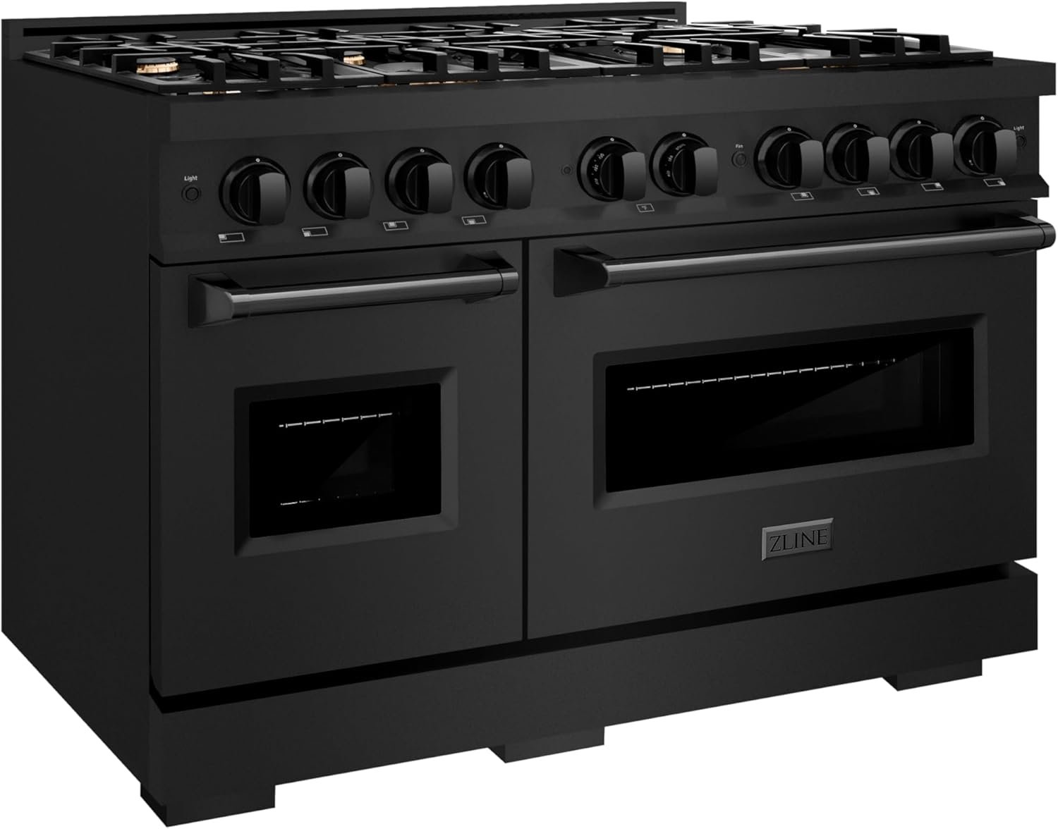 ZLINE 48 in. 6.7 cu. ft. Classic Double Oven Gas Range in Black Stainless Steel with 8 Brass Burners (CGRB-BR-48) - Image 3