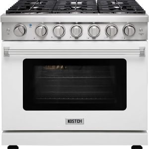 36 inch Professional Freestanding Pro-Style Natural Gas Range or Liquid Propane Gas Range with 6 Burners, 6.0 cu.ft. Oven Capacity, in Stainless Steel - KOS-36RG03M (White)