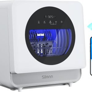 Silonn Portable Countertop Dishwasher | Smart App Control, Triple-Jet Cleaning, Built-In Water Tank & Dual Supply | Compact for Dorm, Apartment, RV