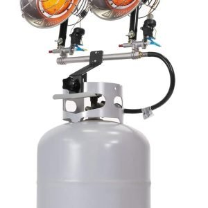 XtremepowerUS 30,000 BTU Propane Tanktop Heater Infrared Dual Burner Safety Shut-Off Valve, Tip-Over Switch for Garage, Camping, Hunting Double Burner