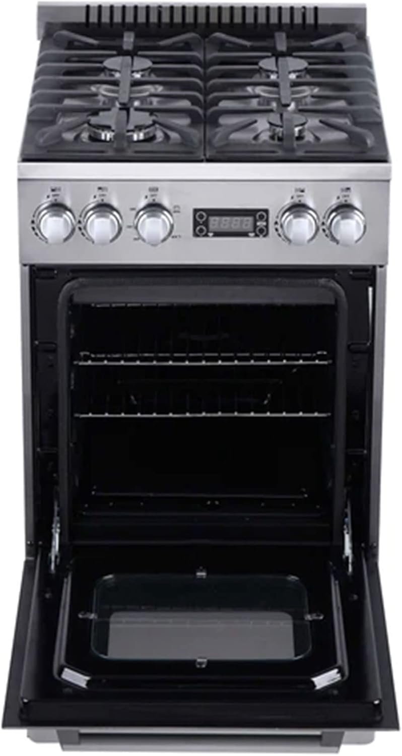 Avanti Gas Range Oven ELITE Series Compact Freestanding Design, 2.1-Cu.Ft. Capacity 4 Sealed Burners with Electronic Ignition, Includes Broiler Storage Drawer and Accessories, 20-Inch, Stainless Steel - Image 3