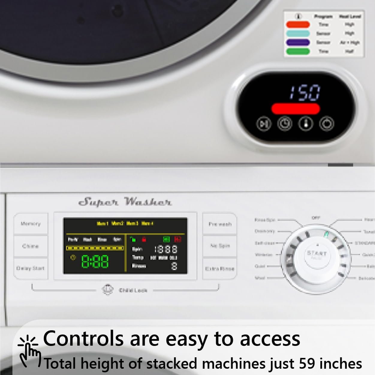 Equator Basic Stackable 13 lbs Washer + Vented Sensor Dryer 3.5cf 110V - Image 5