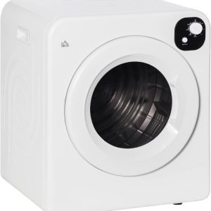 HOMCOM Portable Clothes Dryer, 120V 1300W Compact Laundry Dryer with Intelligent Drying, 3.2 cu.ft Stainless Steel Drum, Front Load Electric Dryer for Apartments, Dorms, RVs, White