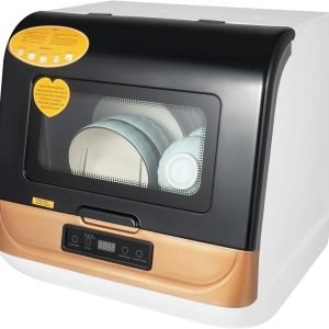 Countertop Dishwasher, 3 Washing Programs Portable Dishwasher With 5-Liter Built-In Water Tank For Glass Door,Deep Air Drying Cleaning,High Temperature & Air Drying For Apartments And Motorhome