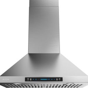 IKTCH 30-inch Wall Mount Range Hood 900 CFM Ducted/Ductless Convertible, Kitchen Chimney Vent Stainless Steel with Gesture Sensing & Touch Control Switch Panel, 2 Pcs Adjustable Lights(IKP02-30'')