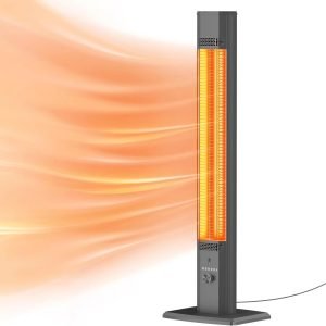 Outdoor Patio Heater with 9 Heat Levels,Space Heater for Garage Backyard Room Indoor,1500W Fast Electric Infrared Heater,9H Timers,Waterproof,Child Lock,Black Large
