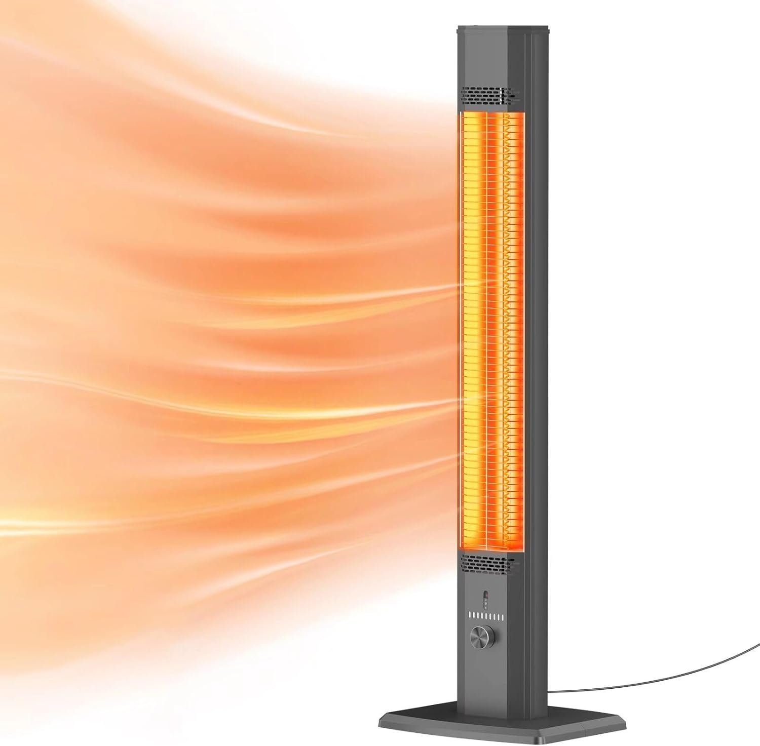 Outdoor Patio Heater with 9 Heat Levels,Space Heater for Garage Backyard Room Indoor,1500W Fast Electric Infrared Heater,9H Timers,Waterproof,Child Lock,Black Large