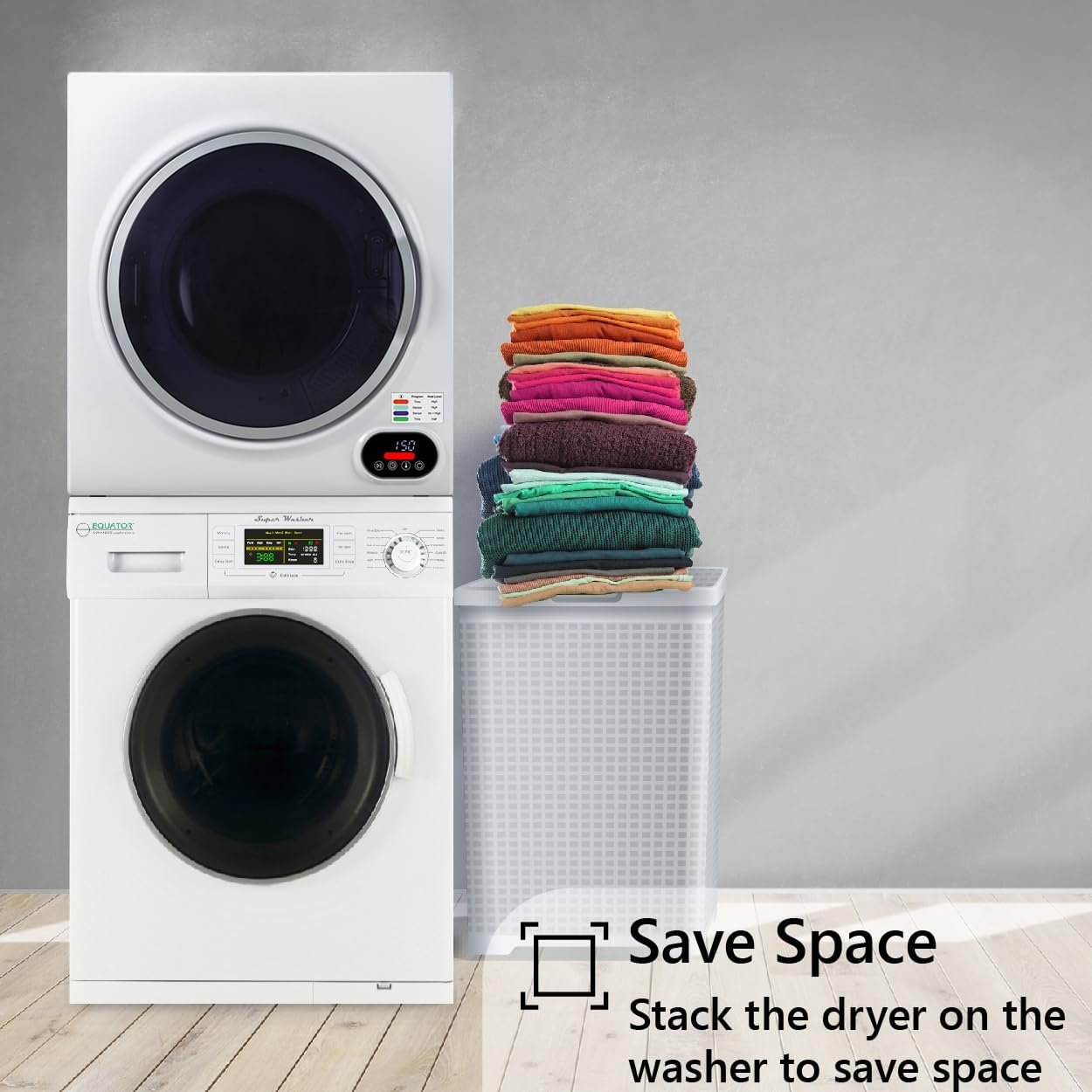 Equator Basic Stackable 13 lbs Washer + Vented Sensor Dryer 3.5cf 110V - Image 3