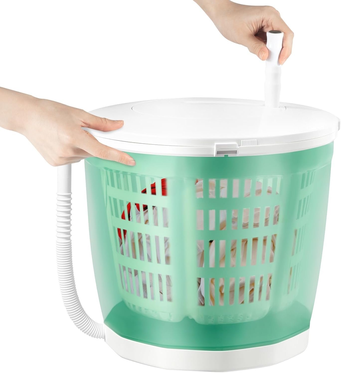 Mini Portable Washing Machine, Non-Electric Washing Machine and Spin Dryer, Portable Hand Cranked Manual Clothes Spin Dryer for Camping, Apartments, RV