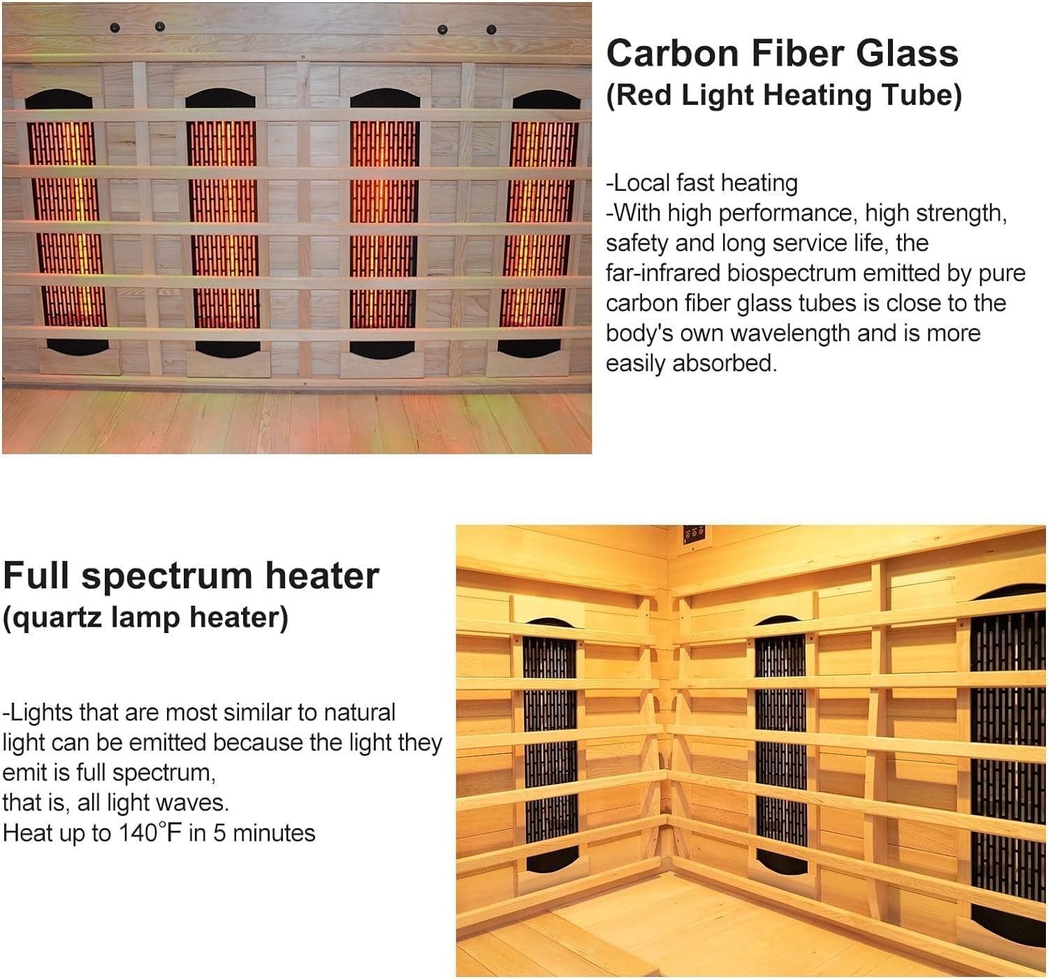 Far Infrared Carbon Fiber Glass Red Light Heater Tube, Infrared Sauna Heater, Sauna Accessories, Sauna Heater 110V, Infrared Suana Heating Element Tube for Wooden Indoor/Outdoor Sauna - Image 5