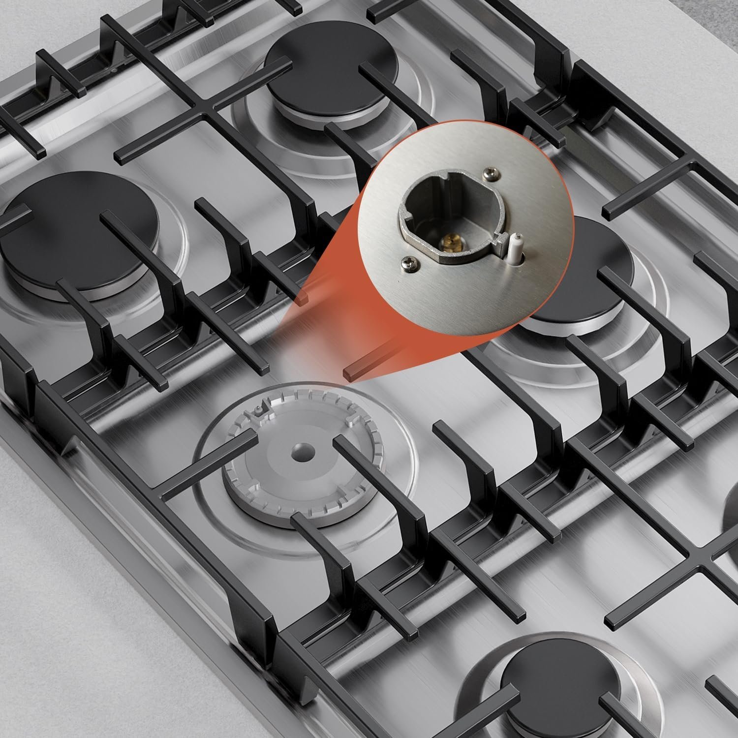 Empava 36 Inch Gas Stove Cooktop with 6 Sealed Burner NG/LPG Convertible in Stainless Steel, Fivе Расk - Image 6