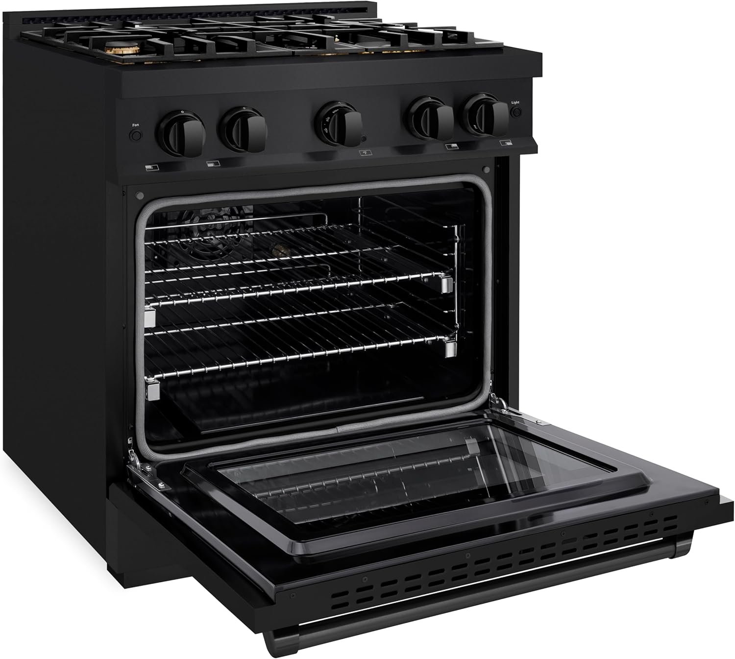 ZLINE 30 in. 4.2 cu. ft. Select Gas Range with Convection Gas Oven in Black Stainless Steel with 4 Brass Burners (HGRB-BR-30) - Image 4