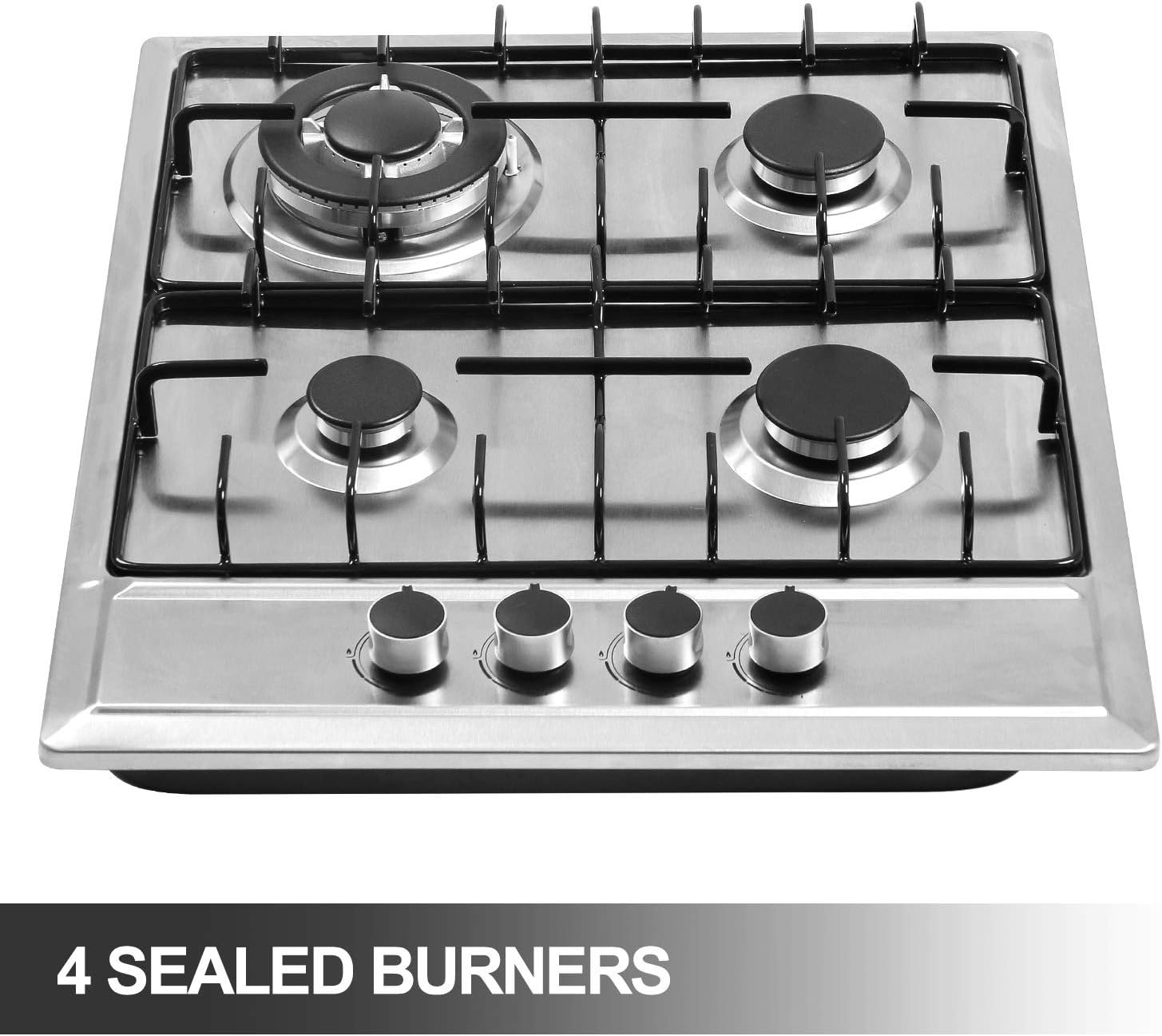 24″x20″ Built in Gas Cooktop 4 Burners Stainless Steel Stove with NG/LPG Conversion Kit Thermocouple Protection and Easy to Clean (20Wx24L) - Image 3