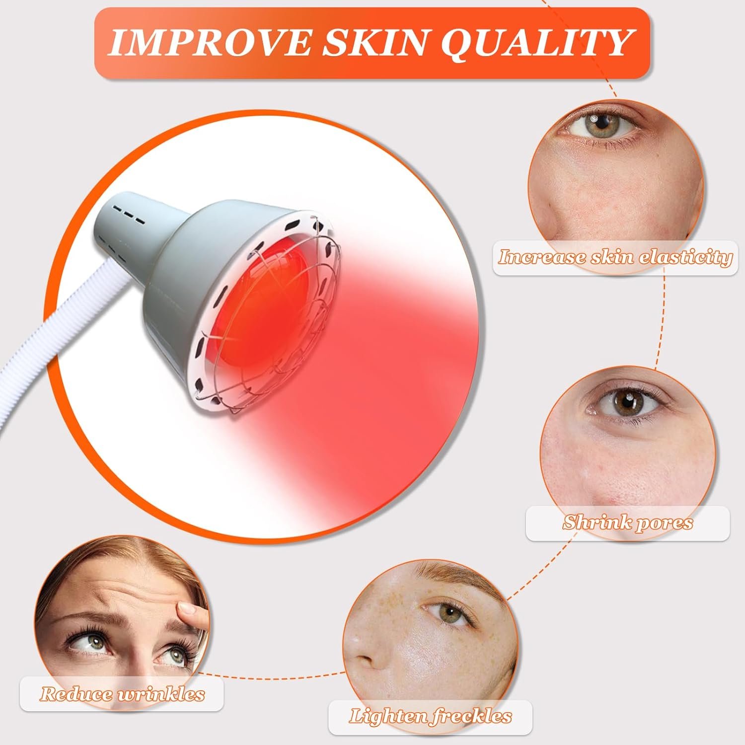 Double-Headed timed Infrared Light irradiate Lamps-275W, Near-Red Infrared Heat Lamp Two-in-One Cross Mobile Base with Folding Bracket, for Relieve Joint Pain and Muscle Aches Infrared Light - Image 7