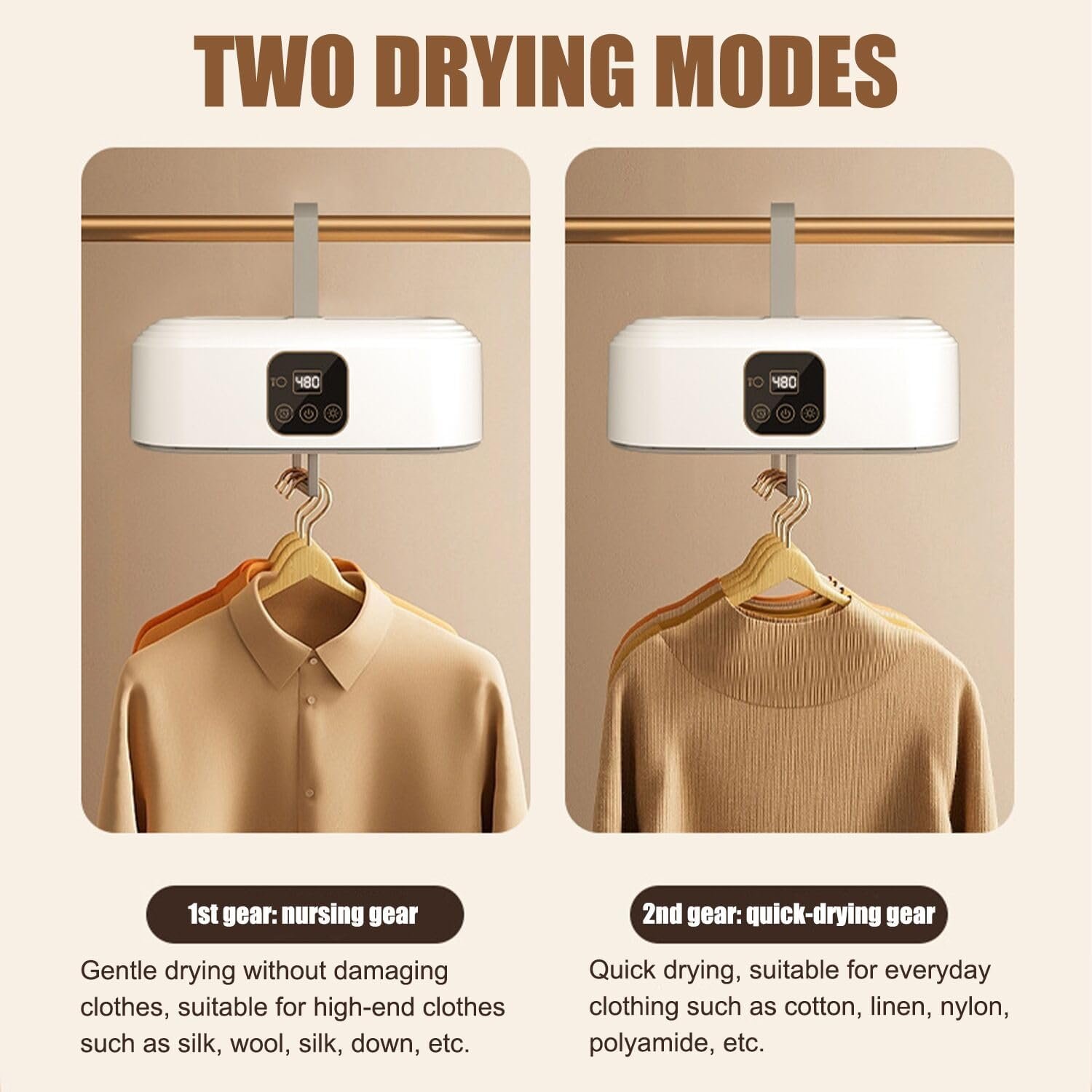 Portable Clothes Dryer, Convenient Compact Mini Laundry Dryers with Remote Control/Dryer Bag/1-8 Hours Timing/2-Speed Adjustment,Foldable Small Electric Dryer Machine, for Travel, Apartment, RV, Dorm - Image 5