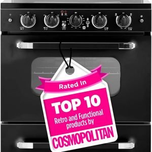 Unique Appliances UGP-30CR EC B Classic Retro Radiant Freestanding Electric Convection Oven Light, Range with 5-Element Glass Cooktop, 30", Midnight Black