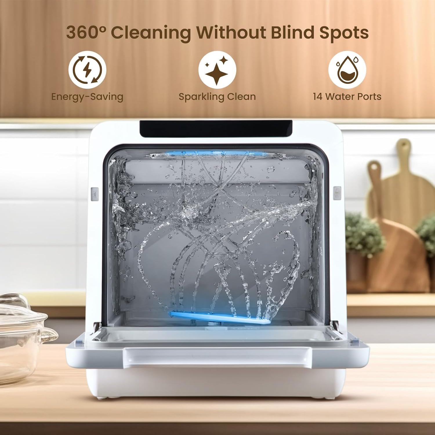 HAVA Countertop Dishwasher, 8 Wash Programs NEW Upgraded Model Portable Dishwasher with Child Lock & Delayed Start Function, 5L Water Tank for Apartments, Dorms, and RVs - No Hookup Needed - Image 6