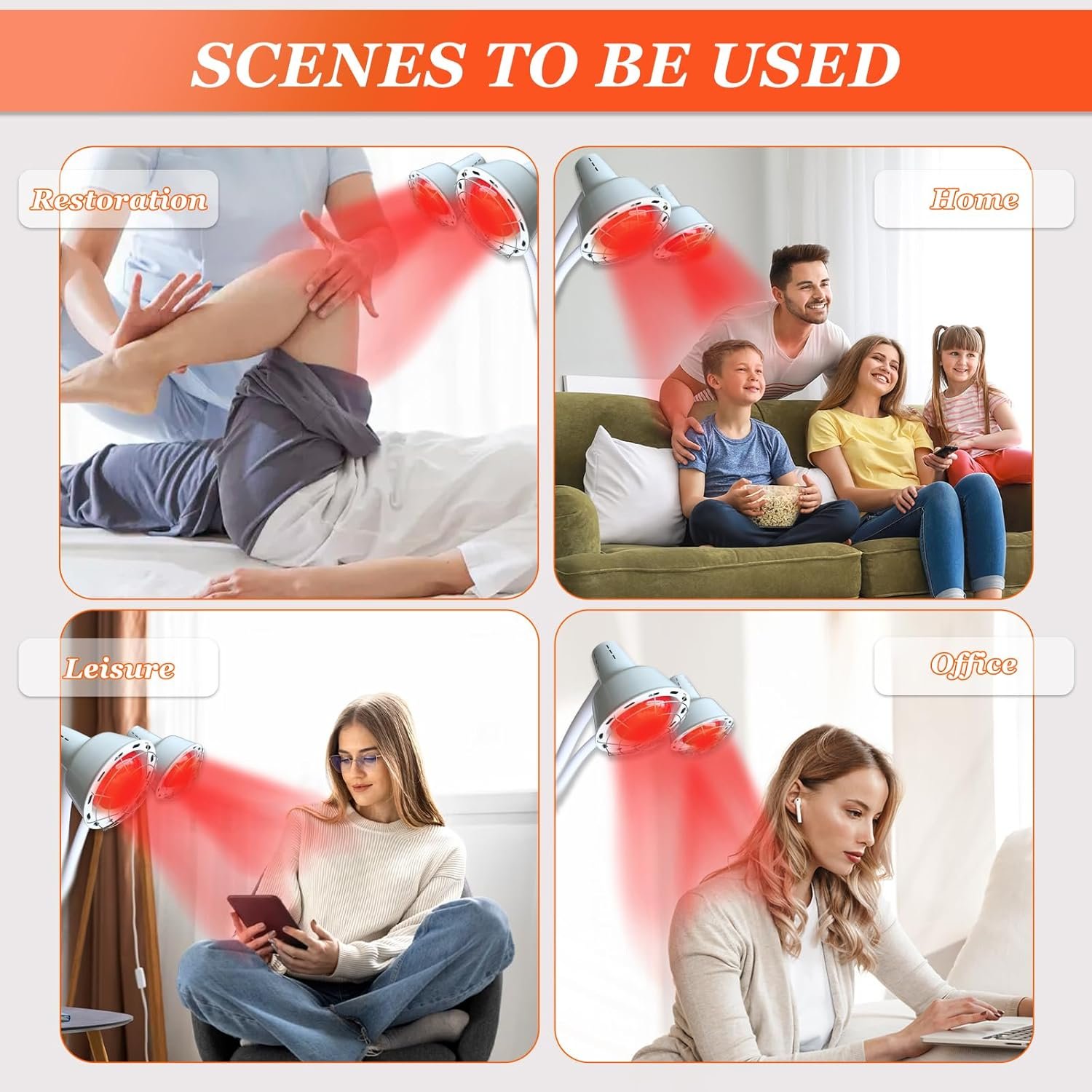 Double-Headed timed Infrared Light irradiate Lamps-275W, Near-Red Infrared Heat Lamp Two-in-One Cross Mobile Base with Folding Bracket, for Relieve Joint Pain and Muscle Aches Infrared Light - Image 5