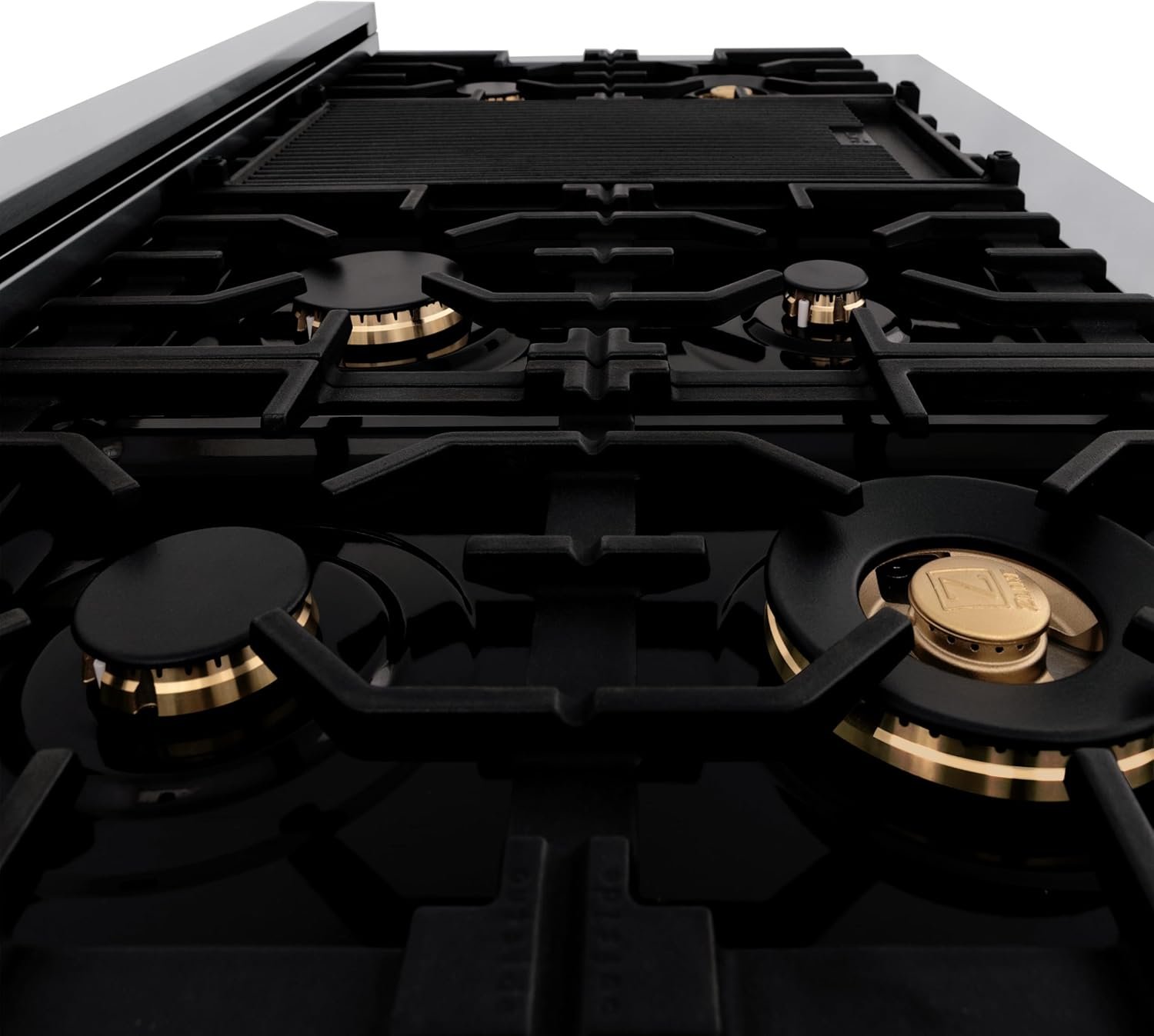 ZLINE Autograph Edition 48 in. 6.0 cu. ft. Legacy Dual Fuel Range with 7 Burner Gas Cooktop and 2 Electric Ovens in Stainless Steel with White Matte Doors and Polished Gold Accents (RAZ-WM-48-G) - Image 6