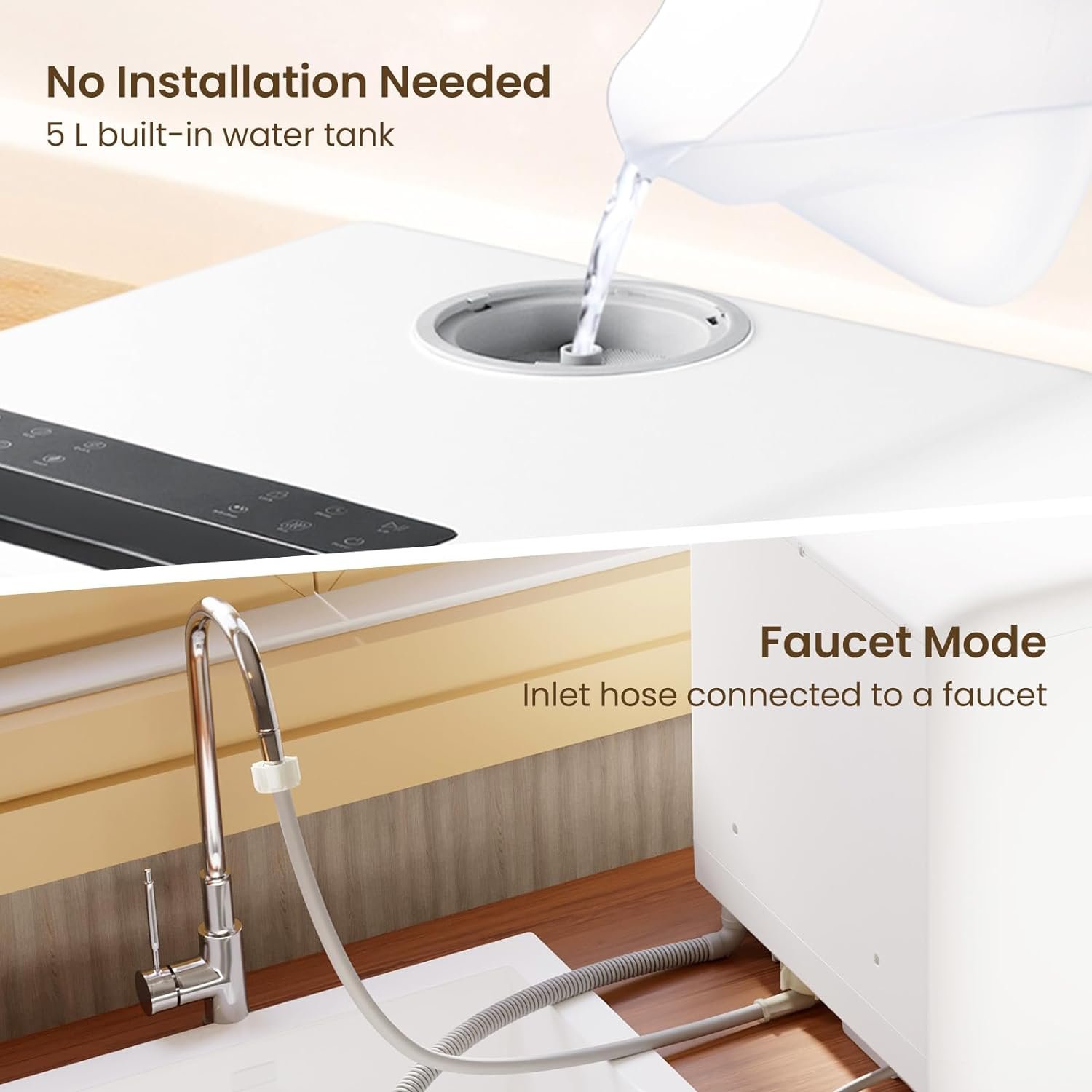 HAVA Countertop Dishwasher, 8 Wash Programs NEW Upgraded Model Portable Dishwasher with Child Lock & Delayed Start Function, 5L Water Tank for Apartments, Dorms, and RVs - No Hookup Needed - Image 5