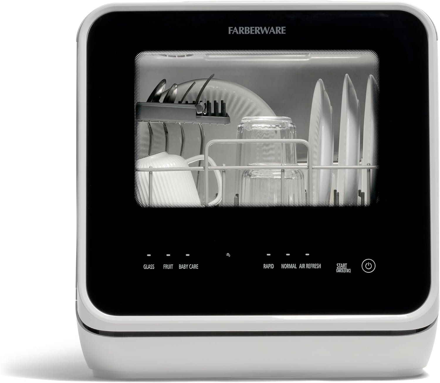 Farberware Portable Countertop Dishwasher with 5-Liter Built-in Water Tank - 5-Program System for Home, RV, and Apartment - Wash Dishes, Glass, and Baby Products