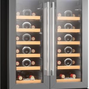 34 Bottles Wine Cooler, 24 Inch Wine Fridge Dual Zone, Built-in or Under Counter, 41-64°F Digital Touchscreen, Triple-Layer Glass, Two French Door Wine Cellar for Home, Commercial, Bar