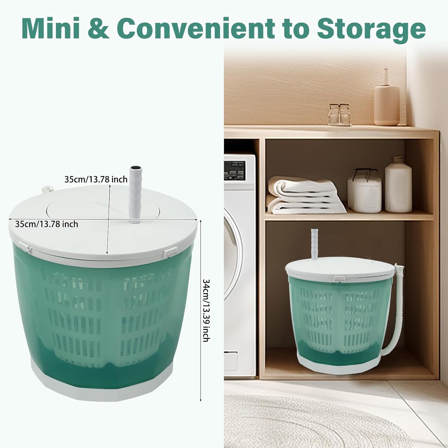 Mini Portable Washing Machine and dryer,2 in 1 Manual Washing Machine for Clothes Spin Dryer Mini Traveling Outdoor Washing Machine Compact Washer Spin Dryer for RV, Travel Non-Electric - Image 6