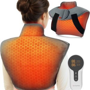 Comfytemp Far Infrared Weighted Heating Pad for Neck Shoulders, Wearable Electric Heat Pad, FSA HSA Eligible, Adjustable & Better Fit Heated Wrap for Deeper Muscle & Pain Relief, Gifts for Women Men