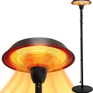 Indoor & Outdoor 1500W Electric Infrared Patio Heater, Waterproof & Tip-Over Protection, Perfect for Garden, Balcony