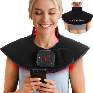 Comfytemp Cordless Red Light Therapy Pad for Neck Shoulder Pain Relief, FSA HSA Eligible Wearable Near Infrared Light Wrap for Body, 19W Flexible Light Cape for Upper Back Muscle Relax
