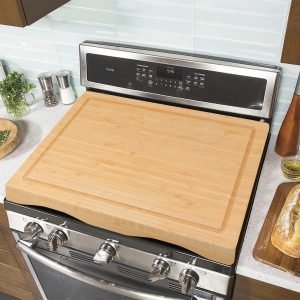 Stove Cover Board for Gas Stovetop - Raised Cutting Board with Legs and Juice Grooves, Adjustable Noodle Board Stove Cover for RV Stove Top (29.52"x21.65")