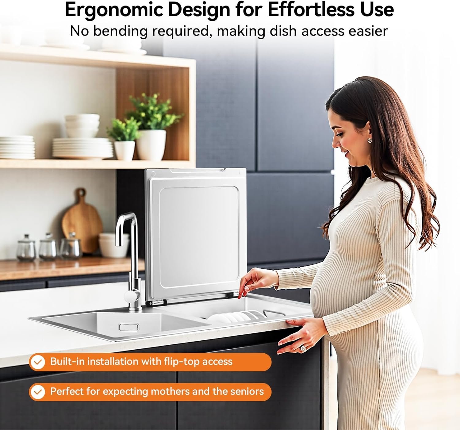 Stainless Steel In-Sink Dishwasher Combination, Countertop Dishwasher with High-Temp Sanitizing, Air-Dry Function, Space-Saving Design for Modern Kitchens, Hyperwash Elite- Right Dishwasher - Image 3