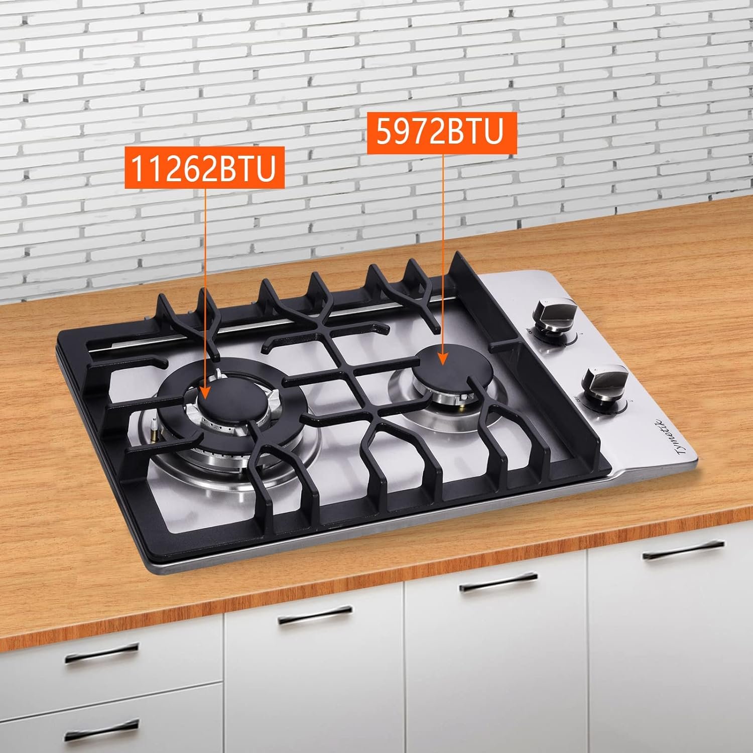 Gas Cooktop 12 Inch, 2 Burners Gas Stovetop Built-in Stainless Steel Gas Stove Dual Fuel LPG/NG Convertible Gas Hob for RVs, Apartments, Outdoor - Image 3