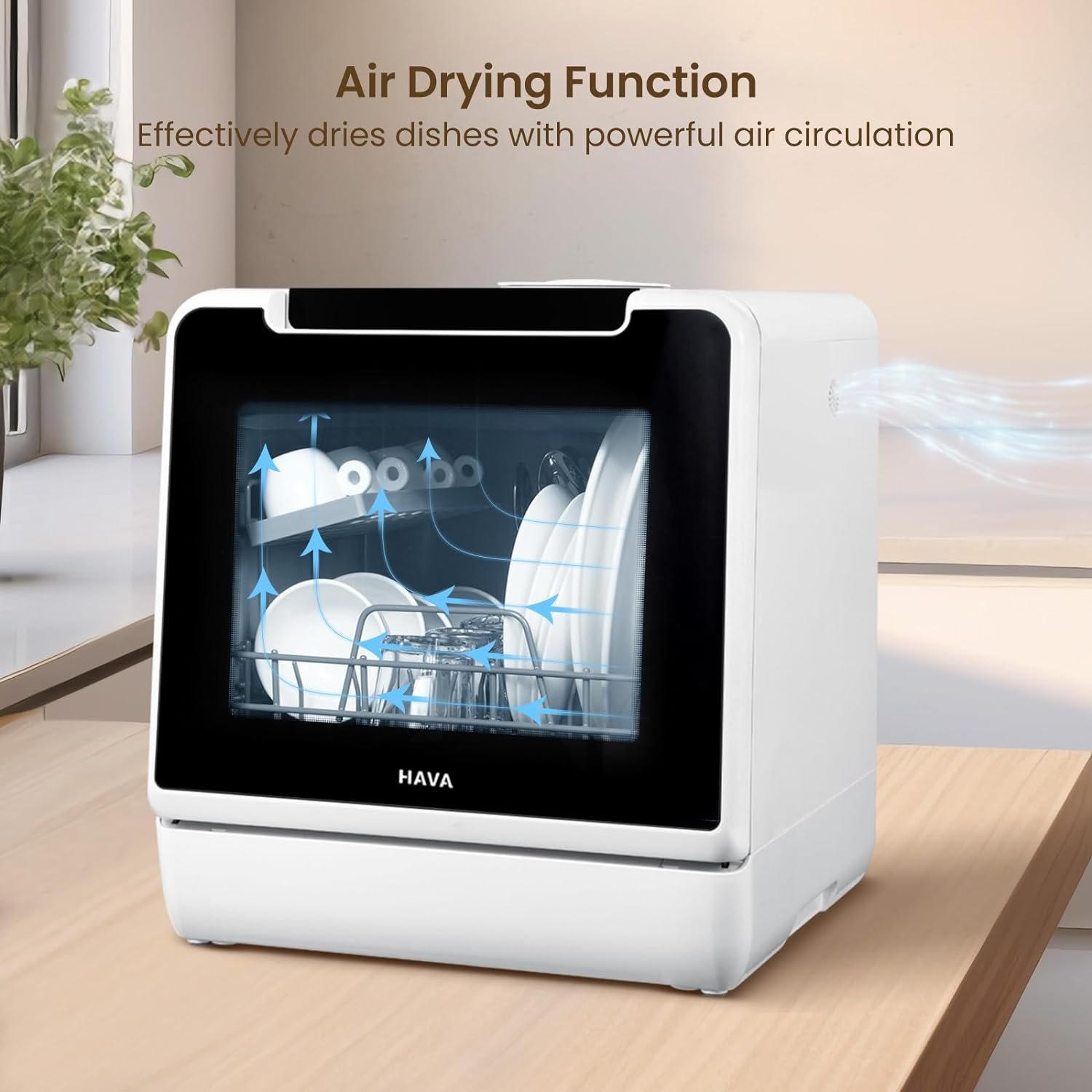 HAVA Countertop Dishwasher, 8 Wash Programs NEW Upgraded Model Portable Dishwasher with Child Lock & Delayed Start Function, 5L Water Tank for Apartments, Dorms, and RVs - No Hookup Needed - Image 7