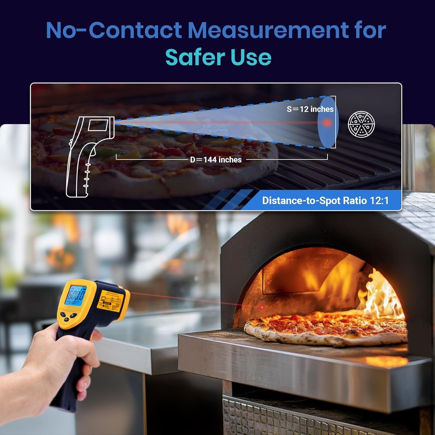 Etekcity Infrared Thermometer Temperature Gun 1080, -58°F to 1130°F for Meat Food Pizza Oven Griddle Accessories, Heat Gun for Cooking, Kitchen, Fridge, Reptile,BBQ - Image 6