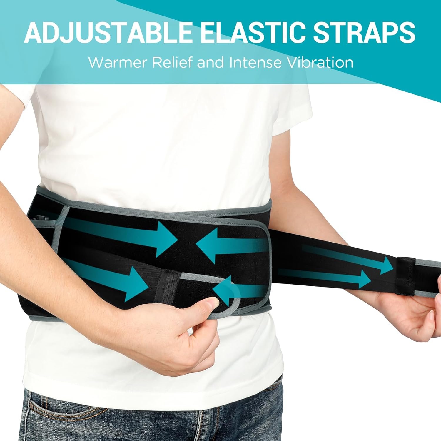 Comfytemp Cordless Heating Pad with Massager for Back Pain Relief, Portable Lower Back Massager FSA HSA Eligible, Wearable Heating Pads for Cramps with 3 Heat, Auto-Off, Birthday Gifts for Mom Dad 58" - Image 3