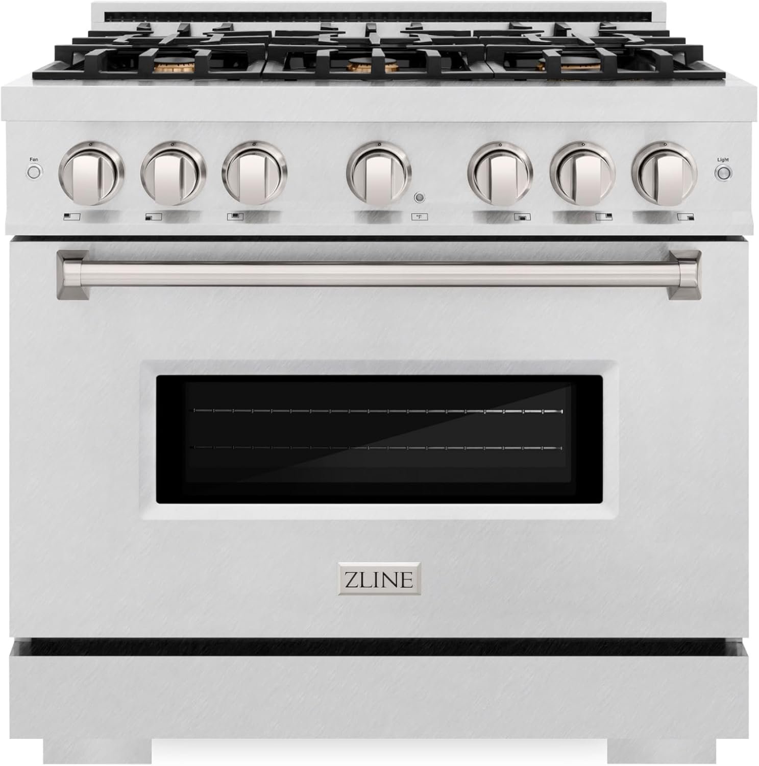 ZLINE 36 in. 5.2 cu. ft. Classic Gas Range with Convection Gas Oven in DuraSnow Stainless Steel with 6 Brass Burners (CGRS-BR-36)