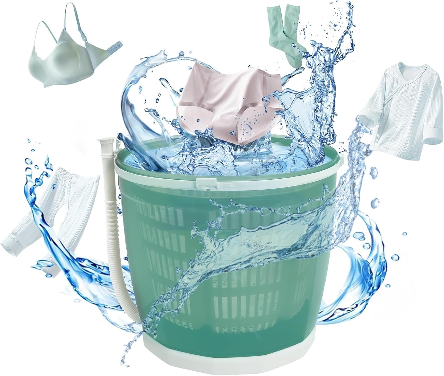 Mini Portable Washing Machine and dryer,2 in 1 Manual Washing Machine for Clothes Spin Dryer Mini Traveling Outdoor Washing Machine Compact Washer Spin Dryer for RV, Travel Non-Electric