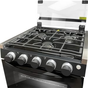 Greystone, 17 Inch RV Gas Range, Stove and Oven Combo, 12 Volt, LP, 3 Burners, Stainless Steel Trim with Black Knobs/Door
