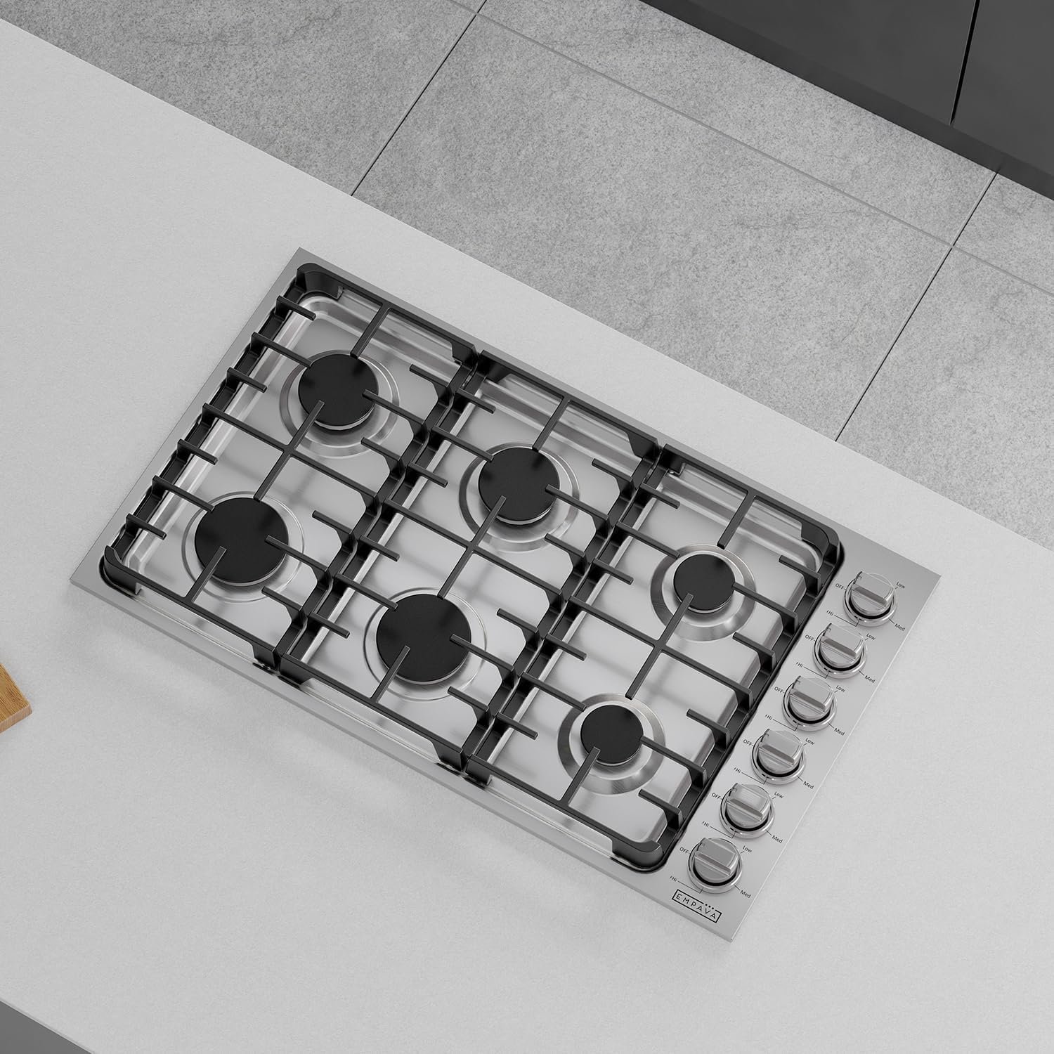 Empava 36 Inch Gas Stove Cooktop with 6 Sealed Burner NG/LPG Convertible in Stainless Steel, Fivе Расk - Image 9