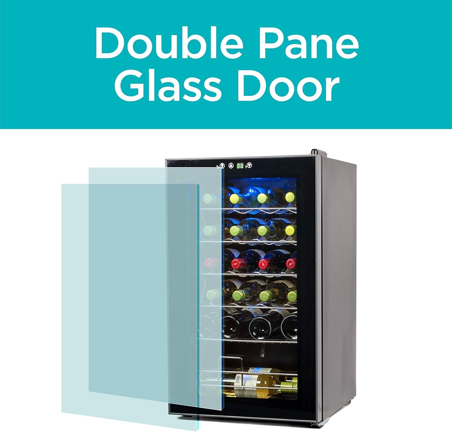 BLACK+DECKER BD61526 Wine Cellar, Black Cabinet with Gray Door Accent - Image 2