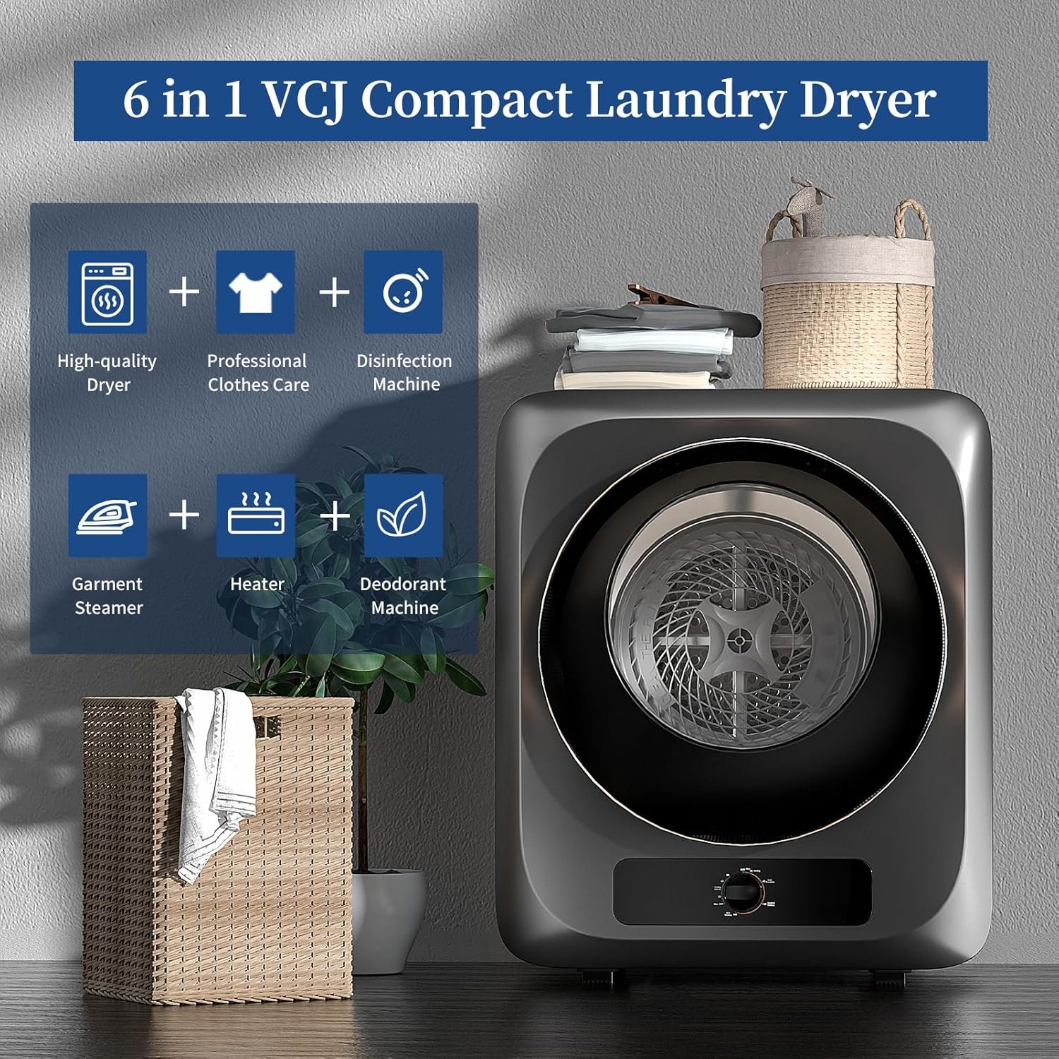 Portable Clothes Dryer for Apartment, 10lbs Compact Electric Laundry Dryer with Stainless Steel Tub, 1.5 cu.ft Suitable for Apartments, Dorm, RVS - Image 3