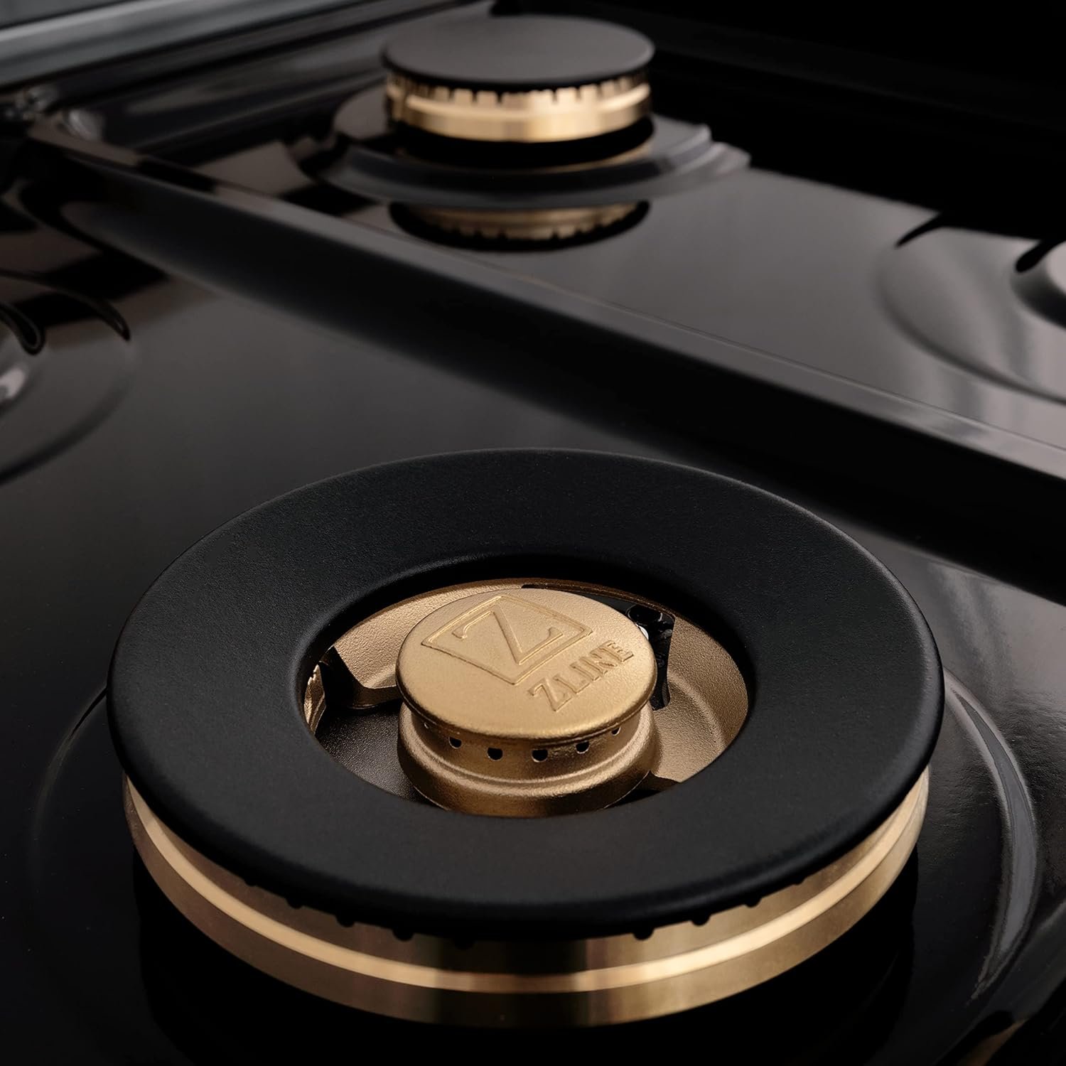 ZLINE Autograph Edition 48 in. 6.0 cu. ft. Legacy Dual Fuel Range with 7 Burner Gas Cooktop and 2 Electric Ovens in Stainless Steel and Polished Gold Accents (RAZ-48-G) - Image 5