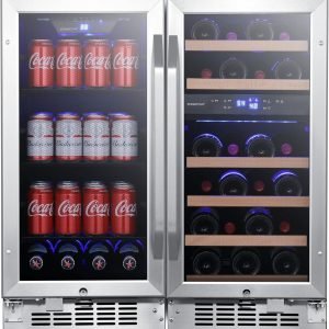 EdgeStar CWBV80261 30 Inch Wide 26 Bottle 80 Can Side-by-Side Wine and Beverage Center