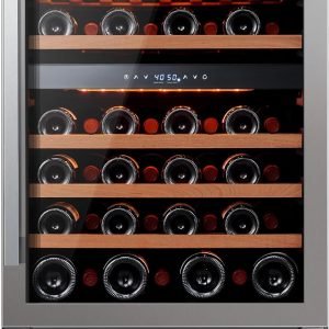 Ca'Lefort Wine Fridge & Cooler - 24 Inch 46 Bottle Wine Cooler Refrigerator, 40-65°F Dual Zone Wine Refrigerator Glass Door, 3 LED Built-in or Freestanding Fridge for Home/Bar/Kitchen (5.65 cu.ft)