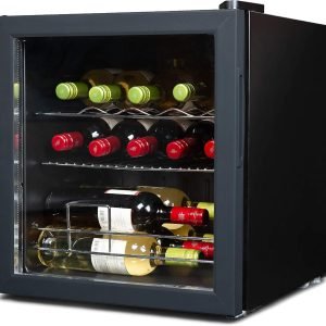 BLACK+DECKER Wine Fridge 14 Bottles, Wine Cooler Refrigerator with Compressor Cooling, Freestanding Wine Refrigerator with Chrome Shelving, BD61516