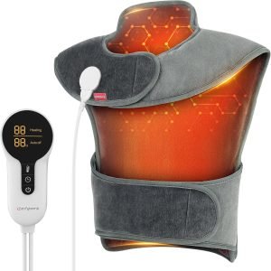 Comfytemp Far Infrared Heating Pad for Neck Shoulders Upper Back Deep Pain Relief, 2.5lb Weighted Heat Pad with Adjustable Band for Better Fit, FSA HSA Eligible 20"×22" Short Heated Vest with Auto-off