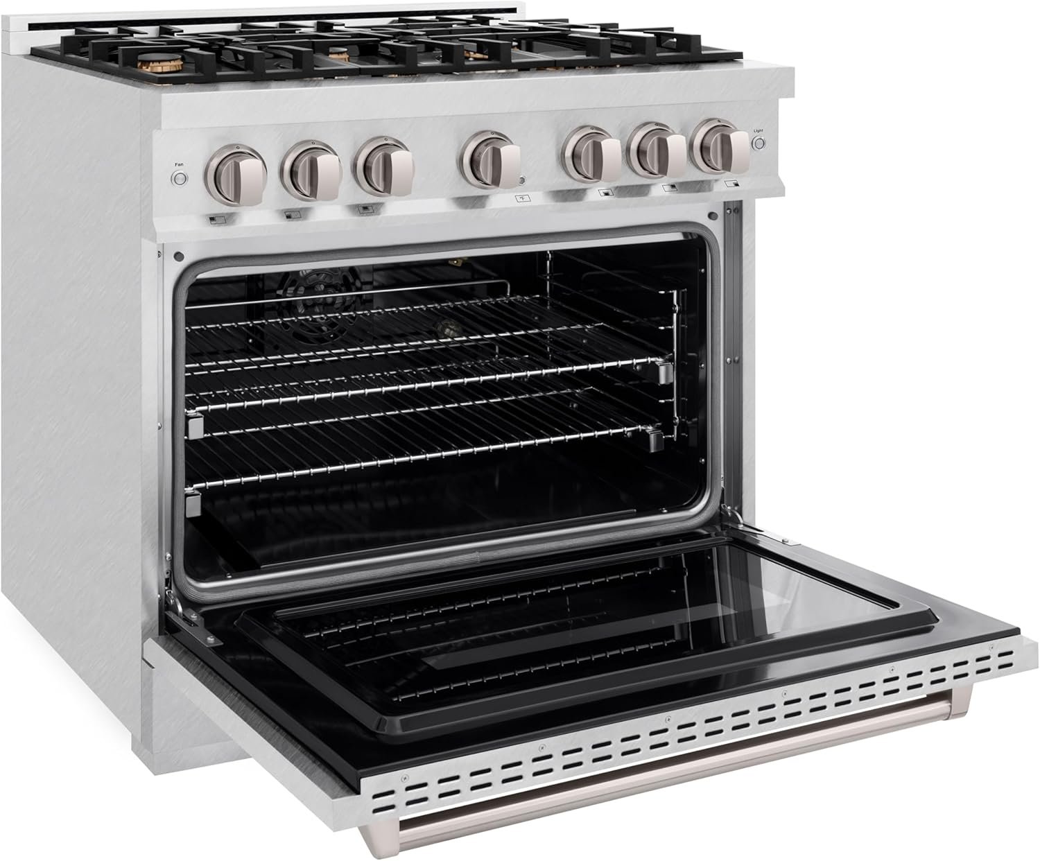 ZLINE 36 in. 5.2 cu. ft. Classic Gas Range with Convection Gas Oven in DuraSnow Stainless Steel with 6 Brass Burners (CGRS-BR-36) - Image 4