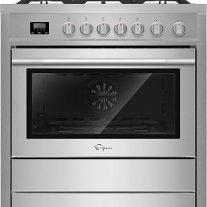 Empava EMPV_36GR01 Stainless Steel 36 inch Professional Single Oven Gas Range with 5 Deep Recessed Burners Cooktops, 36